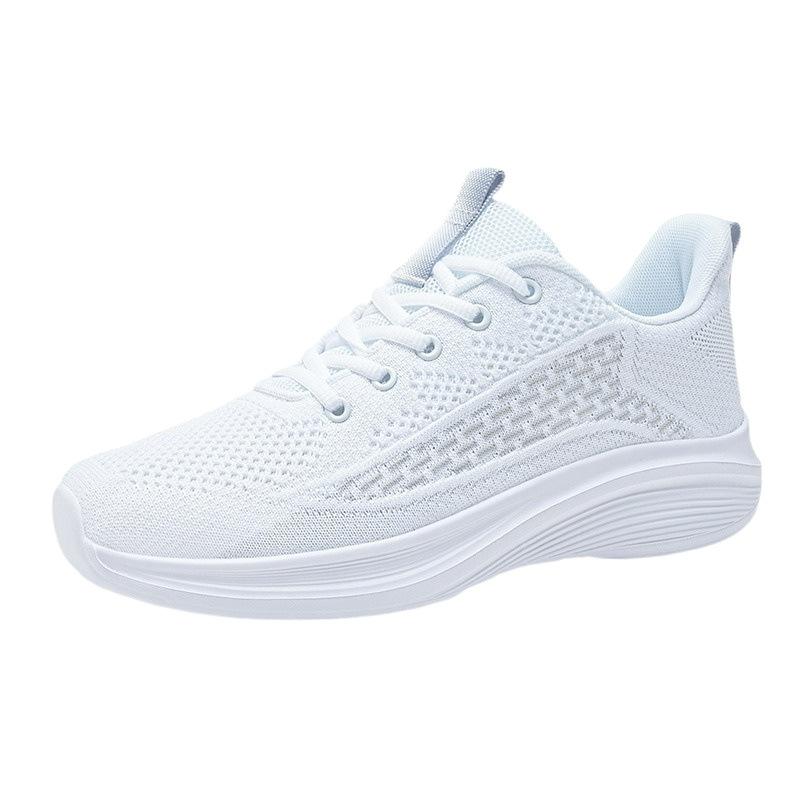 Sneakers men's 2025 new mesh breathable running shoes women's lightweight and comfortable shock absorption and non-slip casual white shoes