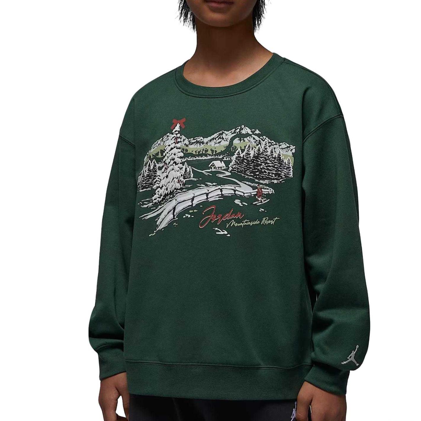 

Jordan Resort Crewneck Printed Pullover Long Sleeve Kids tops IQ9985-375 XL