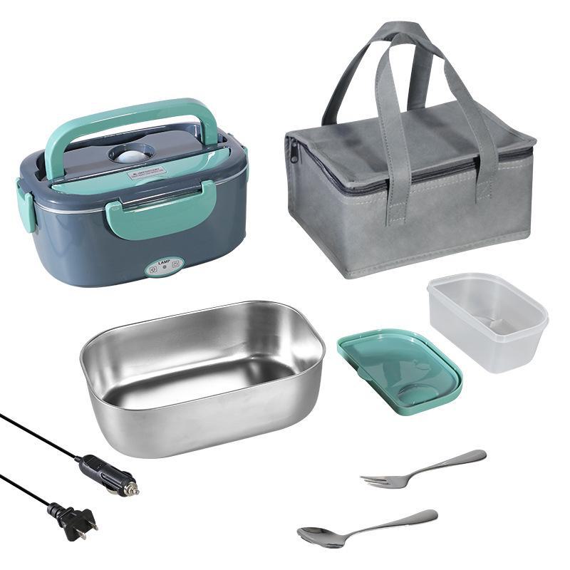 110 В портативный двухцелевой подогреваемый ланч-бокс из нержавеющей стали для автомобиля и дома 110V US standard 2698₽
