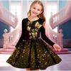 Vestito Casual da Bambina con Stampa 3D a Farfalle, Girocollo, Manica Lunga, Vestito da Principessa per Bambina