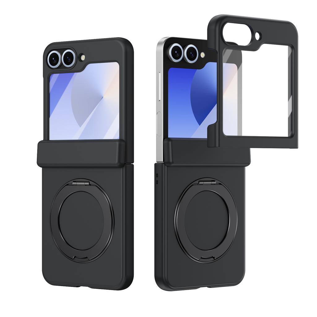 Full Body Tempered Glass Film Magnetic Case for Samsung Galaxy Z Flip8 5G Flip7 FE Flip 8 6 5 7 Flip6 Flip5 Ring Holder