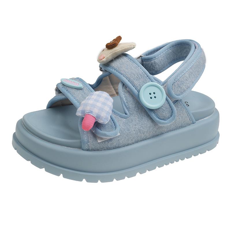 Niedliche Sandalen Damen Sommerbekleidung neue Mode lässig weiche Sohle keine müden Füße dicke Sohle erhöhend römische Strandsandalen