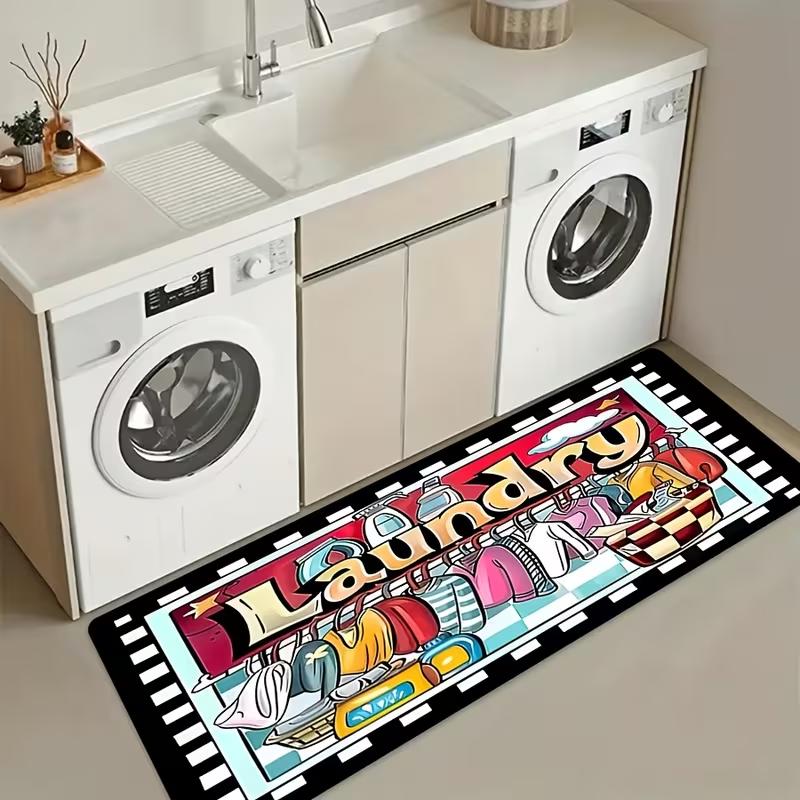 Colorful Laundry Cartoon Printed Rug Non Slip For Kitchen Hallway Living Room Entryway Sink Home Decor Floor Mat Anti-fatigue