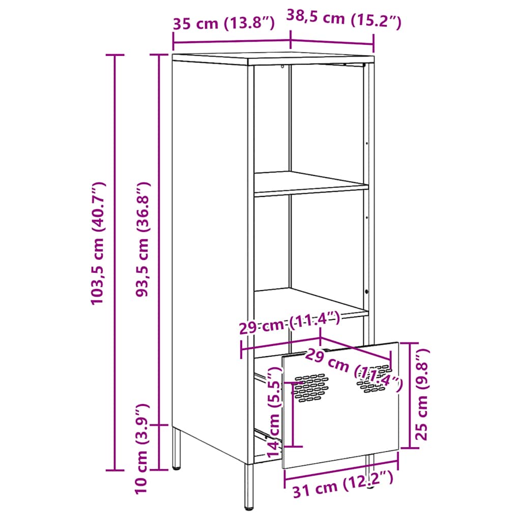 Highboard Black 35x39x103.5 Cm Steel
