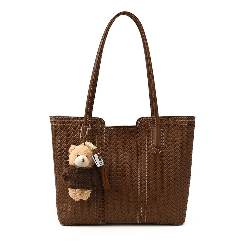 Large-capacity Retro Tote Bag, High-end Woven Pattern Single-shoulder Bag for Women