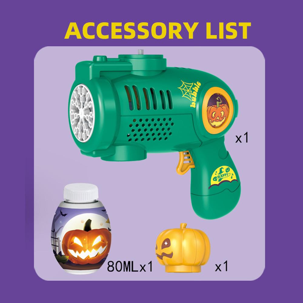 

Машина для мыльных пузырей на Хэллоуин для детей, светящаяся автоматическая машина для мыльных пузырей с 21 отверстием для вечеринок на Хэллоуин, наполнители для сладостей тыква