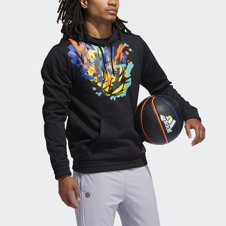 Adidas James Harden Basketball Splatter Print Fleece Hoodie Men Hoodie Black H13713