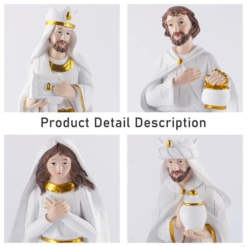 62KD Jesus Nativity Statue Christmas Manger Decoration Set Wisemen Figurine Christian