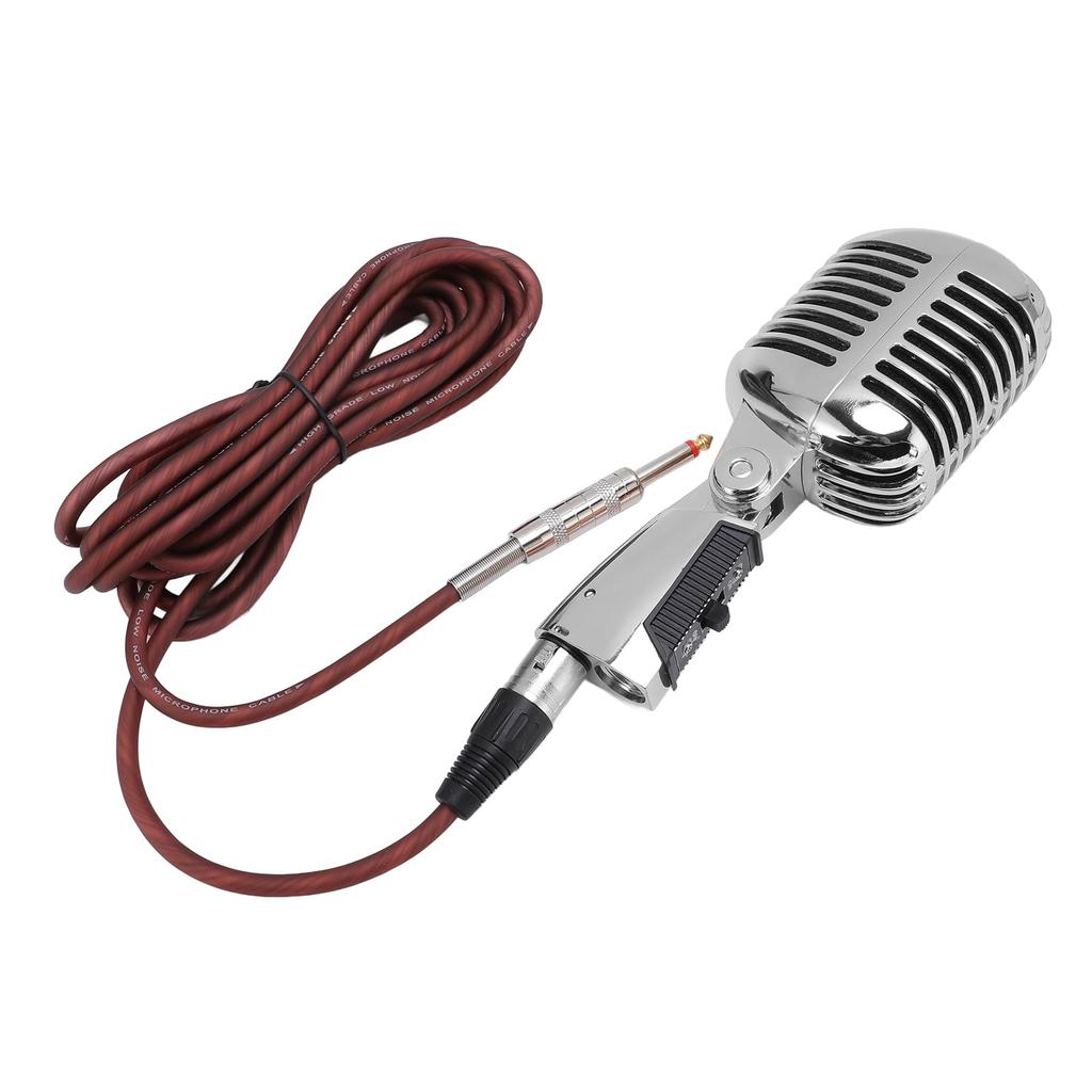 Retro Dynamic Vocal Classic Cardioid Microphone with XLR Female to Adjustable Microphone for Stage and Live Performances Microphone, 6.35mm Cable,