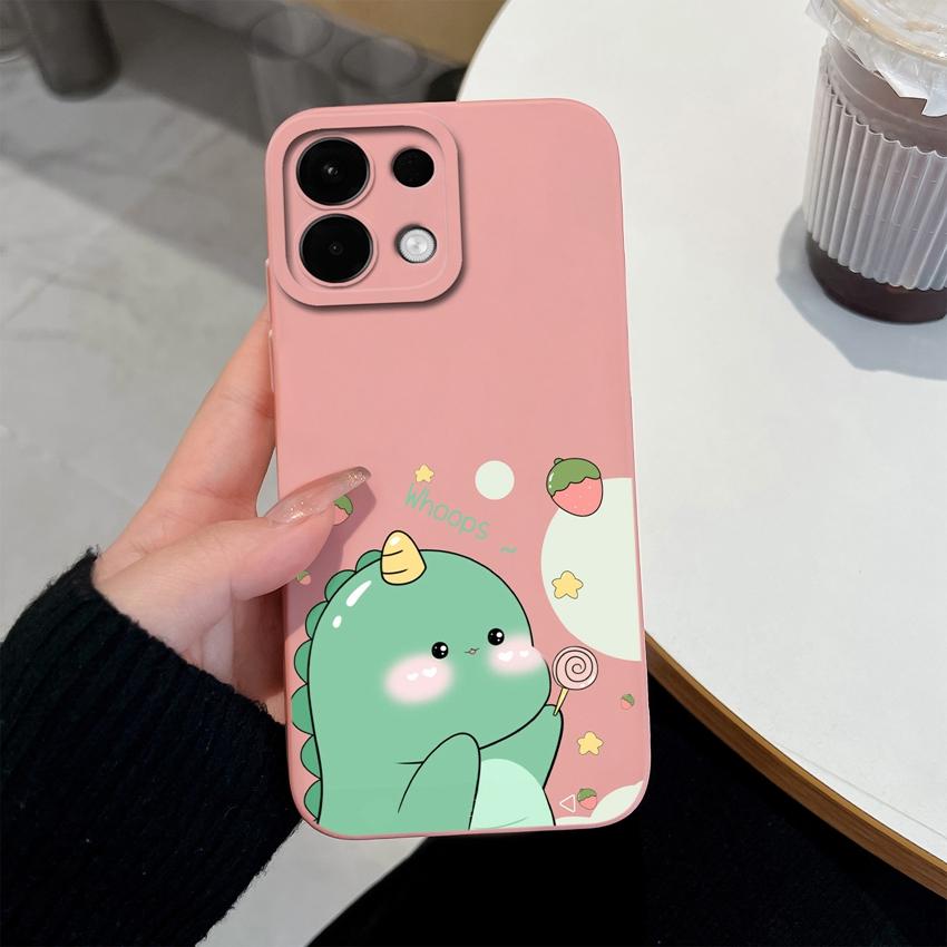 For Oppo Realme 7 10 8 9 5 6 Pro Plus K13 A5 A5X Phone Covers Cute Dinosaur Patterns Liquid Silicone Anti Drop Premium Protection Cases For Oppo Shell
