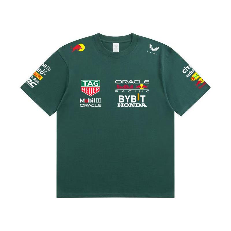 Red Bull Heren Dames F1 Raceteam T‑shirt, Zomer Korte Mouw Katoenen T‑shirt, Voor en Achter Print Casual Los Sport Topje, Meerkleurig