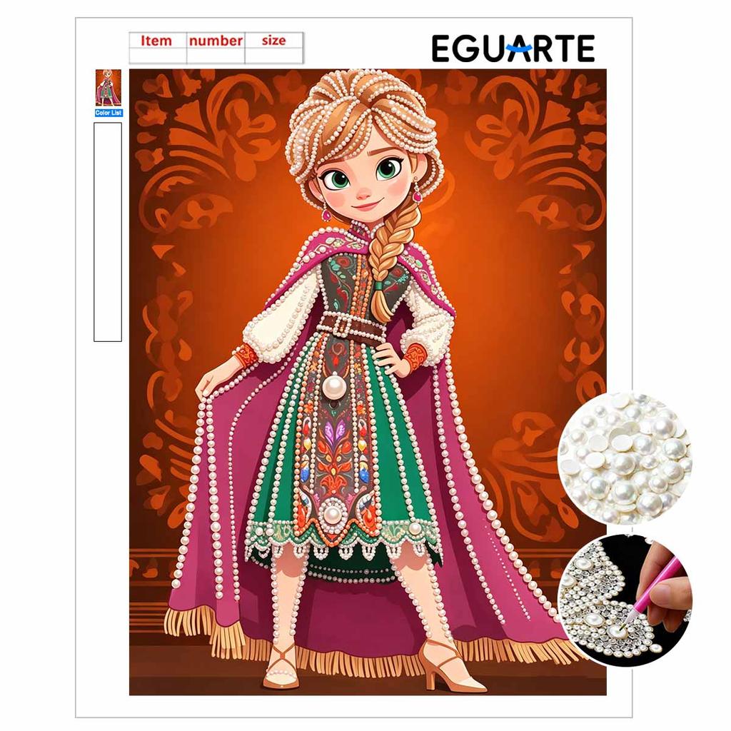 Disney DIY Pearl Art Painting Anna In Frozen’s Coronation Style Home Wall Decoration Pearl Gemstone Painting Pictures Crafts Home Decoration