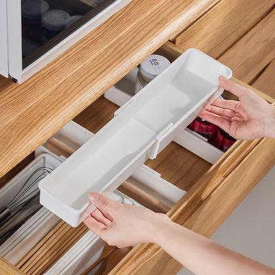 Popular Kitchen Storage Retractable Separation Sundries Storage Box Tableware Organizing Box Japanese Drawer Storage