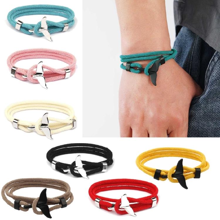 Whale Tail Charm Bracelet Jewelry Gift for Women Nylon Rope Wristband Bracelet