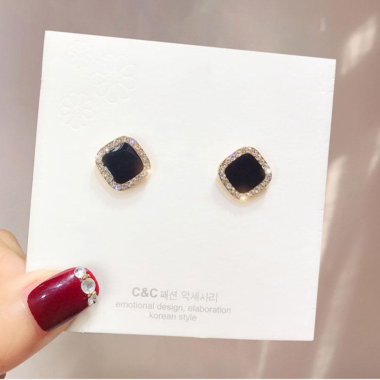 S925 Silver Lucky Clover Stud Earrings: Classic Simple Design with Diamond Star, Square, Heart, and Butterfly Accents