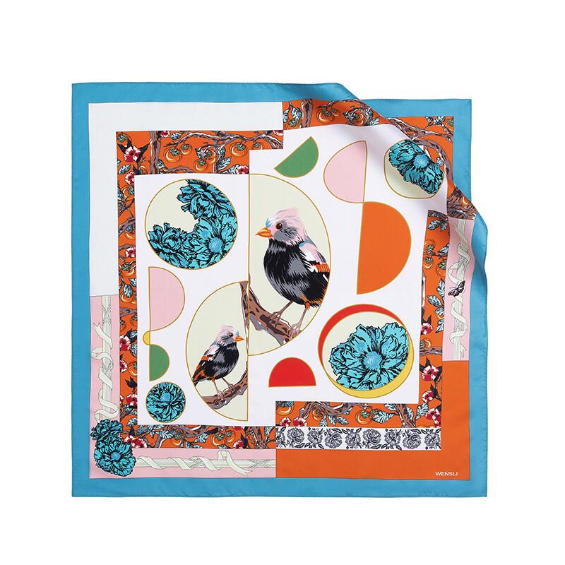 WENSLI Women's 100% Mulberry Silk Small Square Scarf