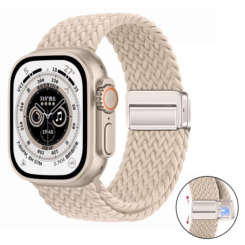 Nylon Braided Band For Apple Watch Series Ultra 3 2 1 49mm 11 10 46mm 42mm 9 8 7 45mm 41mm Magnetic Strap iWatch 6 5 SE 44/40mm Belt