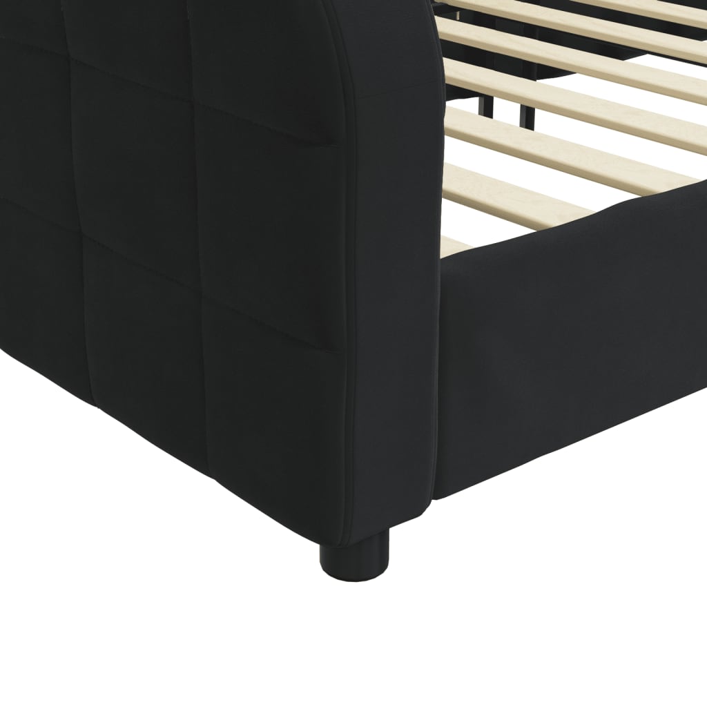 Vidaxl Sofa with Sleeping Function, Black, 80X200 Cm, Upholstered In Velvet