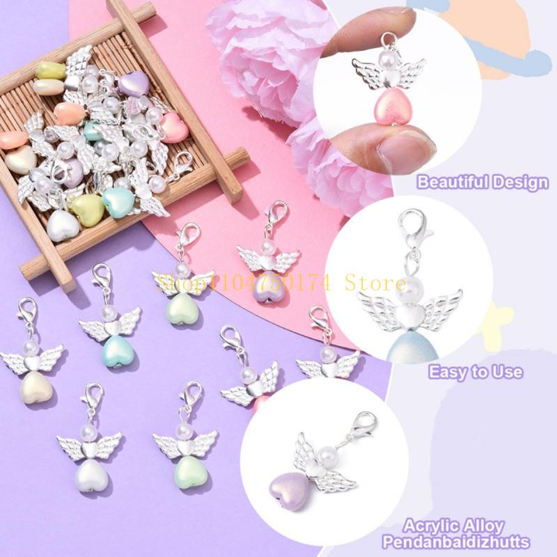 Angel Pearls Beads Pendant Keychain,Angel Fairys Dangle Charm with Swivels Clasps Hook for Bag Pouches Purse Key top sale