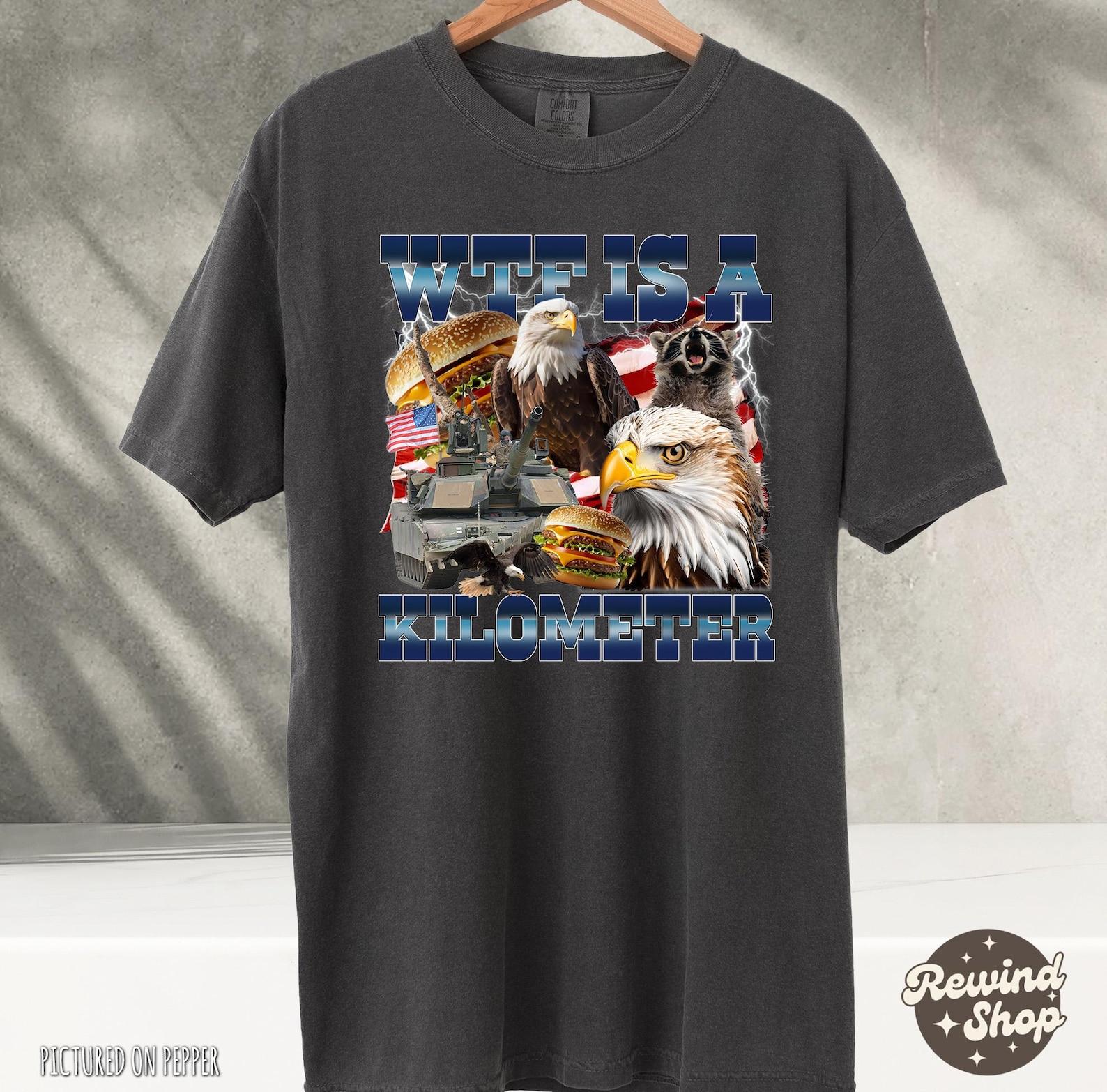 WTF Is A Kilometer Vintage Tshirt, USA Meme Retro Shirt, Funny Meme USA Vintage Graphic T-Shirt, 90s Bootleg Graphic T-Shirt, America Shirts M