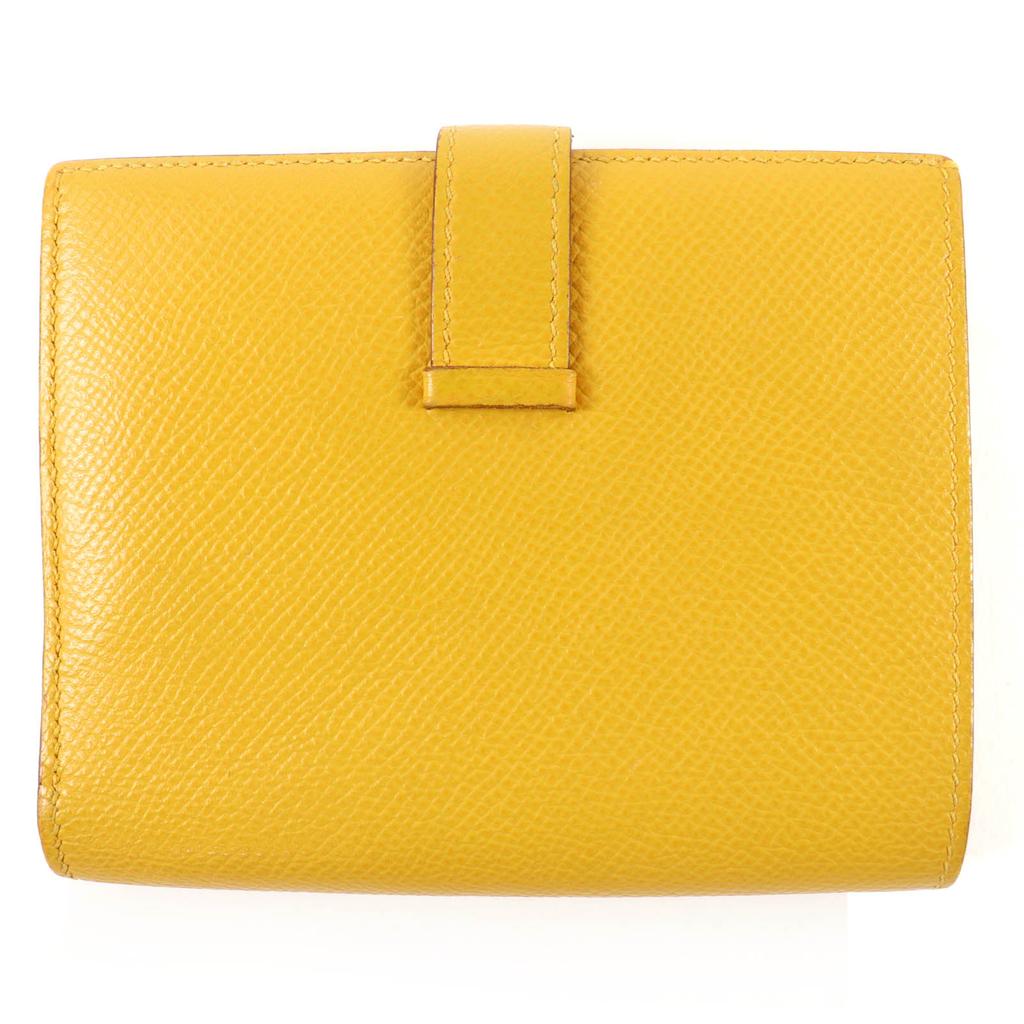 Great HERMES Bifold Wallet BEAN Compact Compact wallet Epsom Leather Women Used
