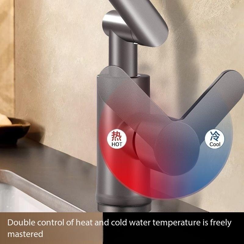 ABS Swivel Kitchen Faucet Anti Splash Sink Mixer Tap Hot Cold Water Bathroom Brushed Nickel Home