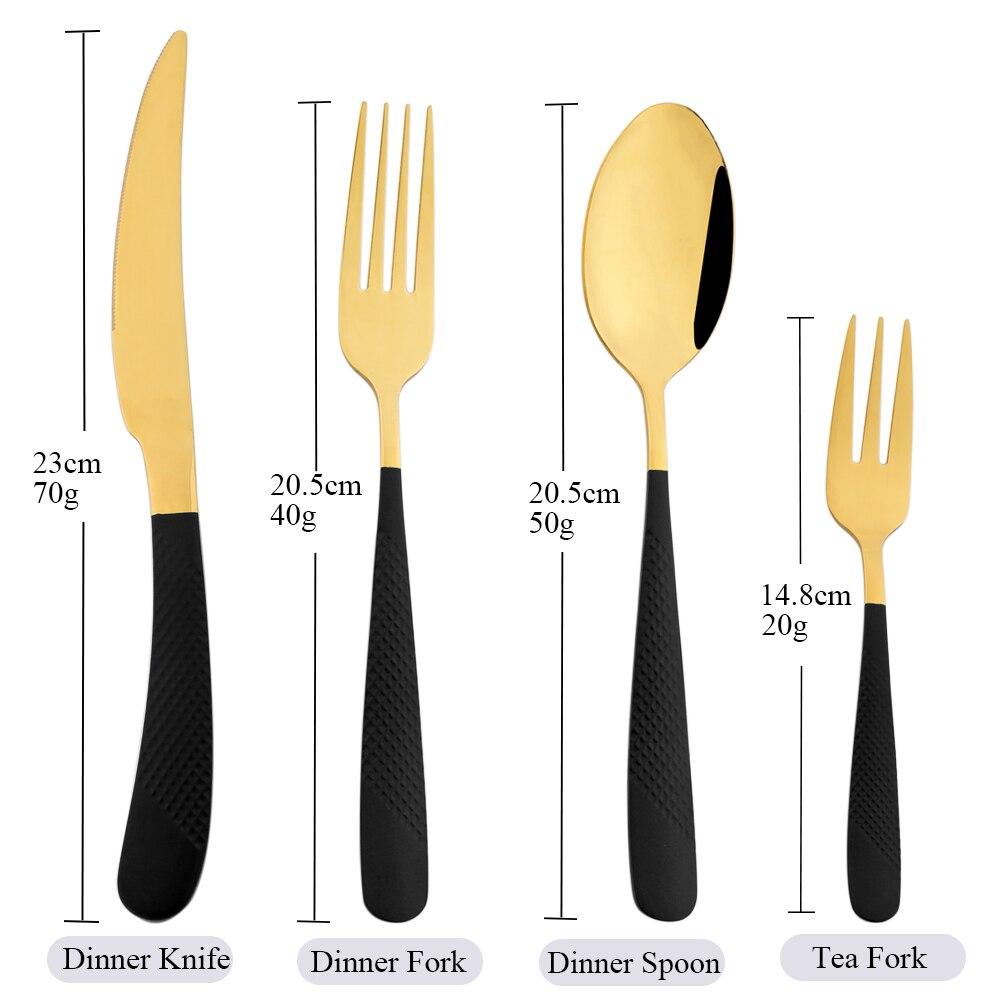 1/2/4/6Set Cutlery Stainless Steel Kitchen Black Gold Dinnerware Luxury Silverware Set Knife Cake Fork Spoon Flatware Set
