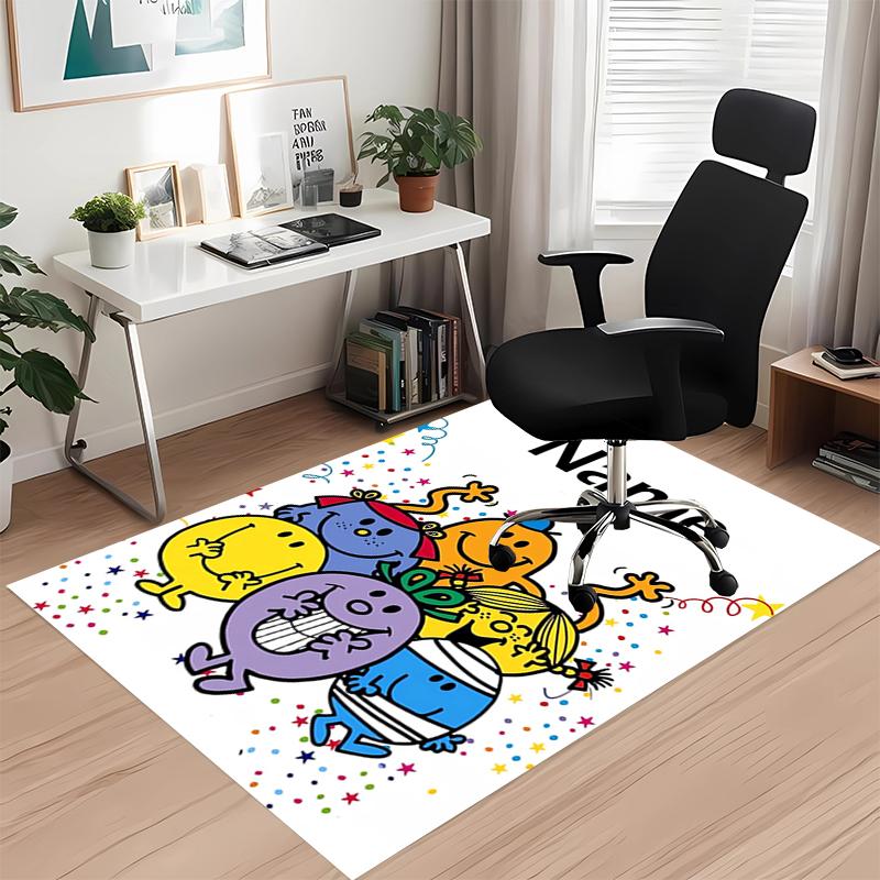 Custom Name Mr. Men and Little Miss Printed Carpet, for Office Chair Living Room Bedroom Kitchen Room Decor Gifts.
