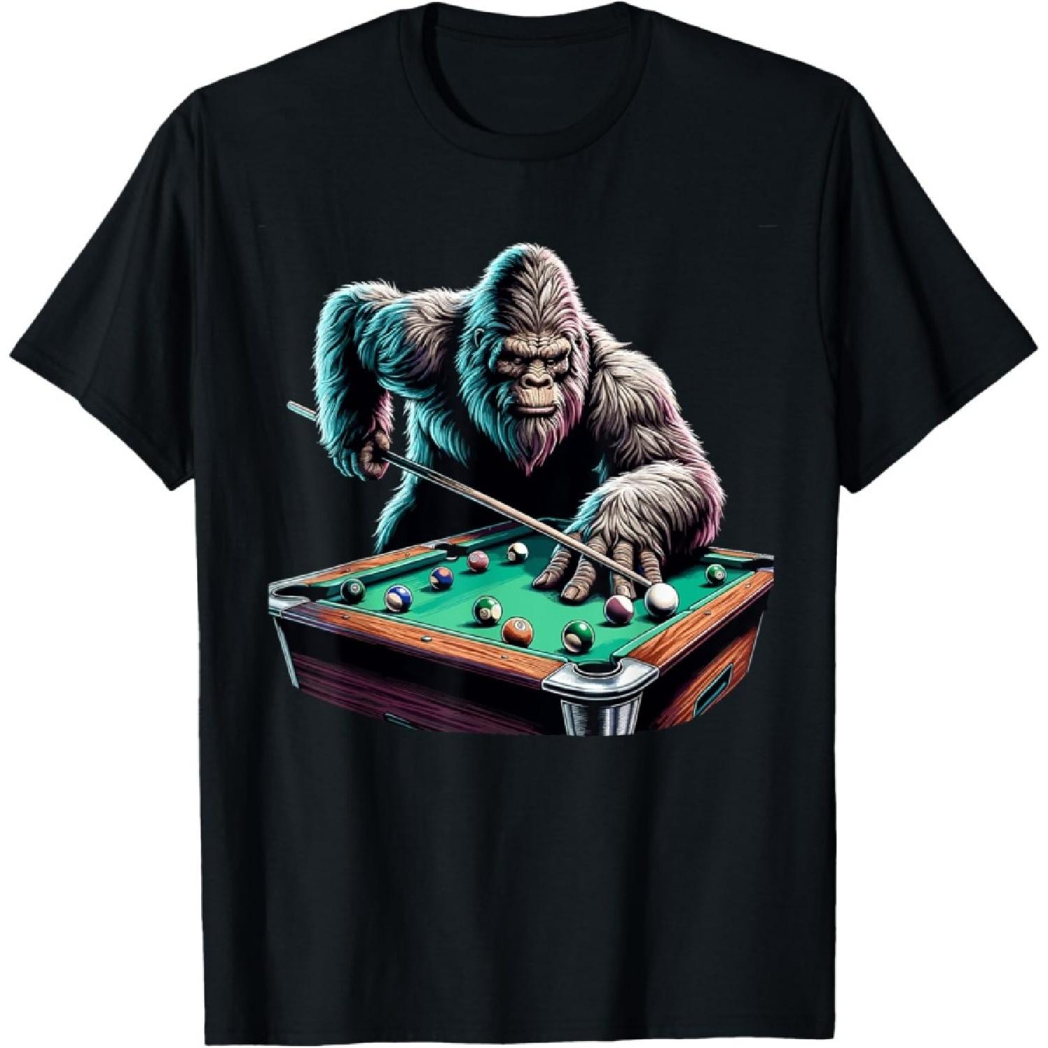 Funny Bigfoot Sasquatch Billiards Pool Player Men Boys T-Shirt(1) S