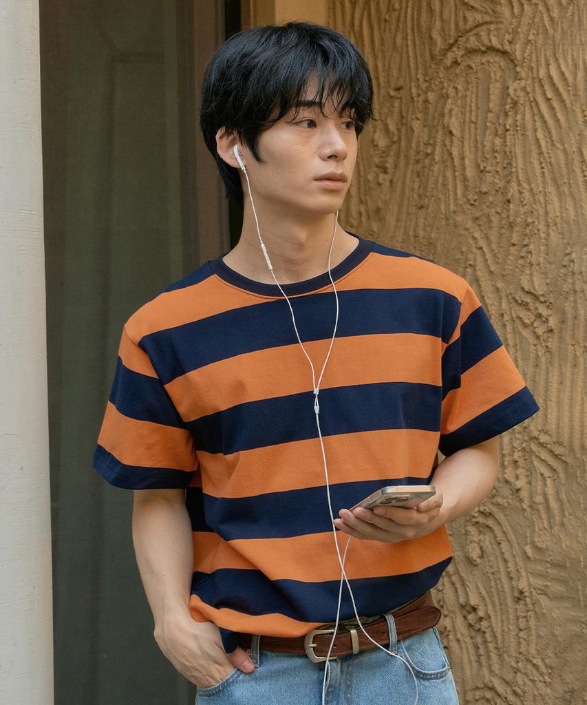 Wednesday Oasis Melon Stripe Short Sleeve T-Shirt_Orange(Wb6Tp26)