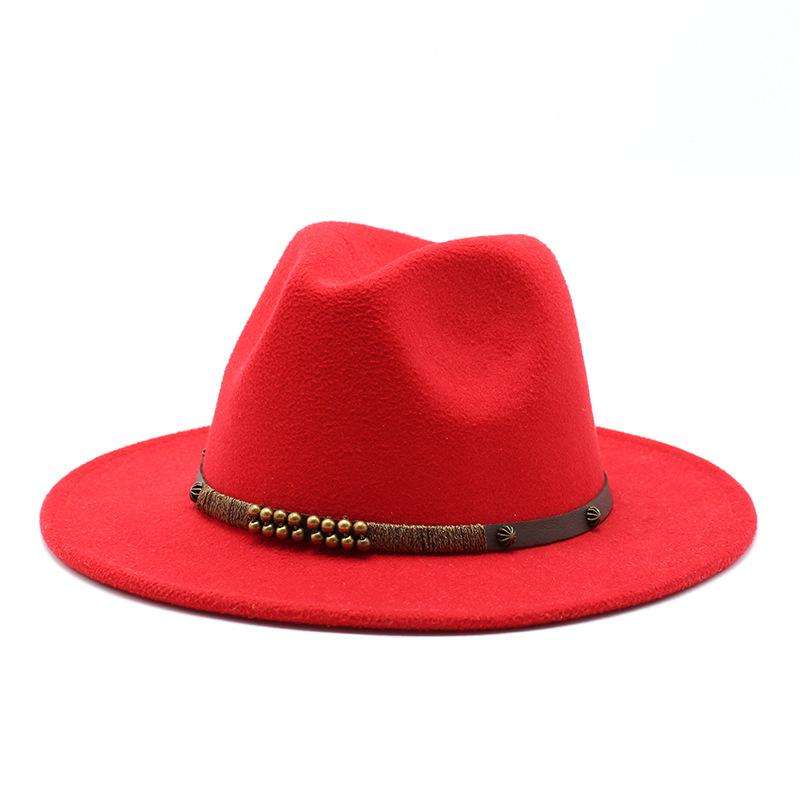 Woolen Jazz Hat British Style Men'S And Women'S Retro Flat-Brimmed Hat Wool Felt Hat Big Brim Top Hat