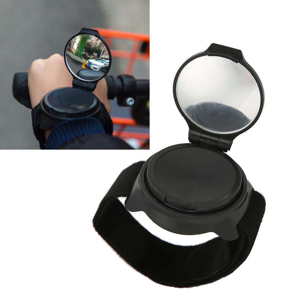 Cinturino da Braccio Specchietto per Bicicletta Cinturino da Polso in Nylon con Specchio Design Convesso Nero Diametro 5cm Specchietto Retrovisore per Biciclette per Motociclette