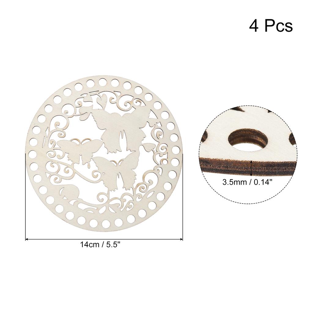 4 Stück Häkelkorb-Boden 5,5" Rund Holz Häkeltaschen Boden Unfertiges Holz für DIY Bastelkorb Häkeltasche Strickbasis