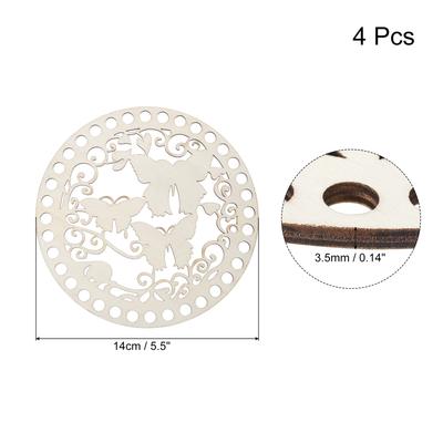 4pcs Crochet Basket Base 5.5" Round Wooden Crochet Bags Bottom Unfinished Wood for DIY Craft Basket Crochet Bag Knitting Base