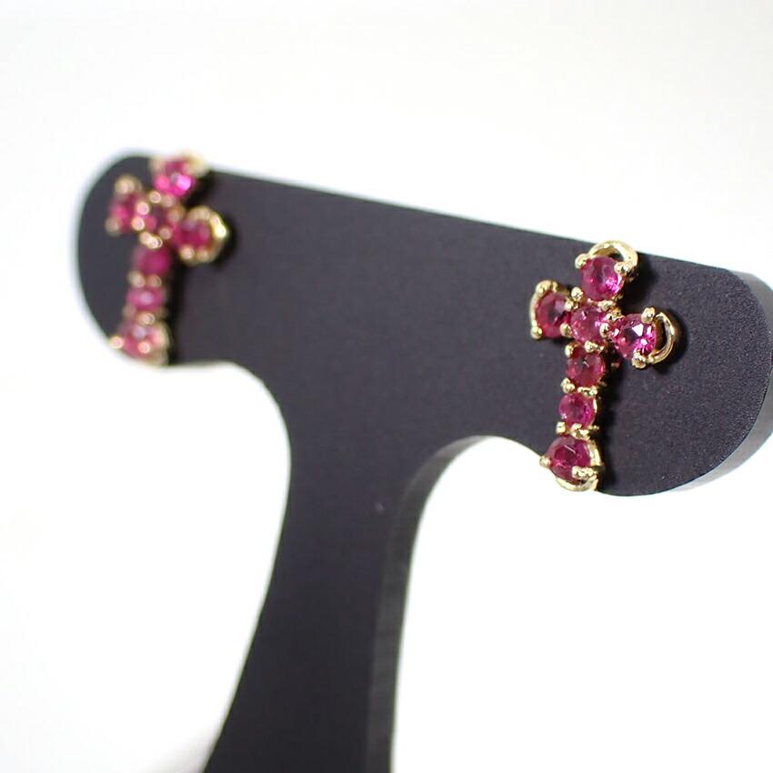 [New] 750 Ruby Cross Earrings [s1-24]