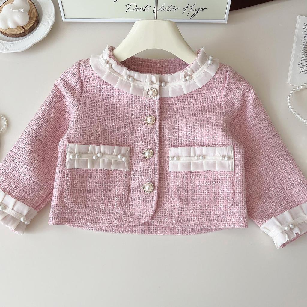 2025 Autumn Korean Style Girls' Little Coco Skirt Set - Pink Cute Two-Piece 67 Trendy