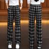 Women's High-Waisted Plaid Wide-Leg Pants - Spring Slimming Casual Drape Style