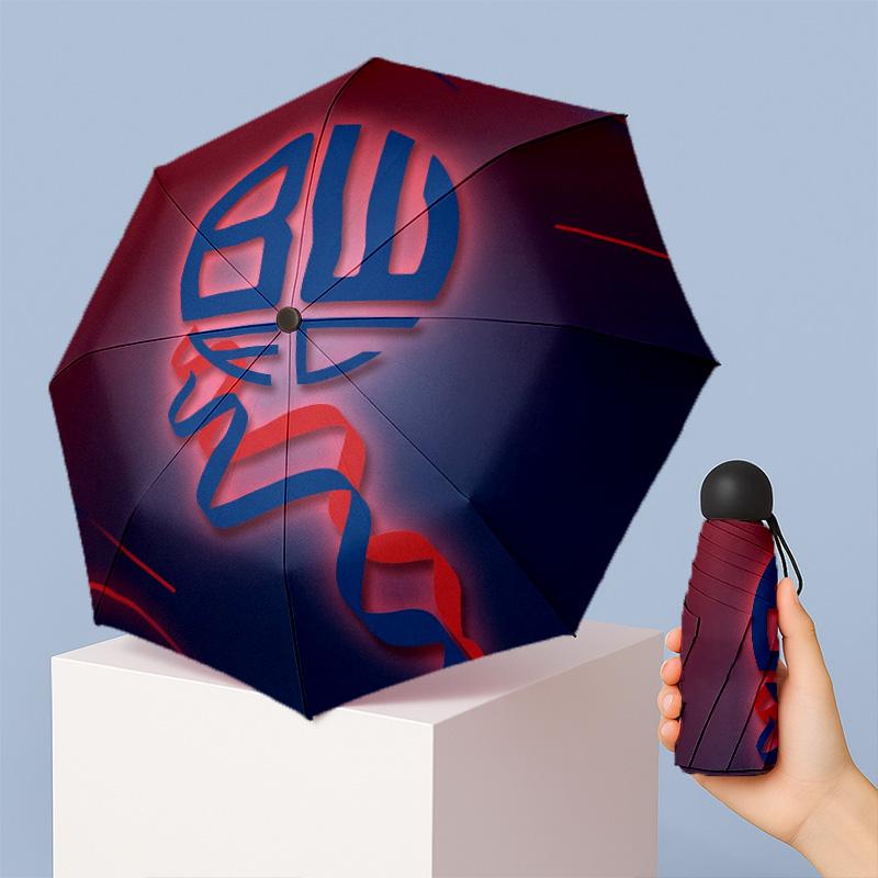 Bolton Wanderers FC Mini 5 Fold Pocket Umbrella Compact Lightweight Anti UV Rain Sun Protection Umbrella Portable Travel Umbrella