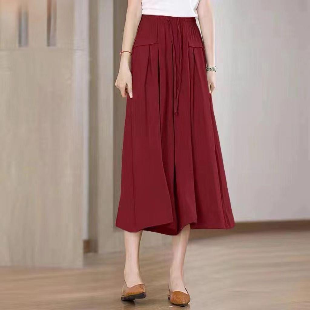Women's Summer 2025 High-Waisted Ice-Feel Wide-Leg Culottes