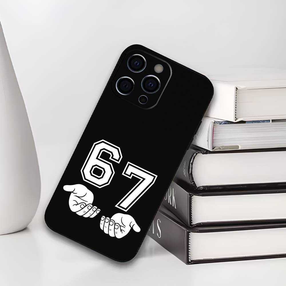 Six-Seven 67 Phone Case For iPhone 17,16,15,14,13,12,11 Plus,Pro Max,XS,Soft Silicone Black Cover