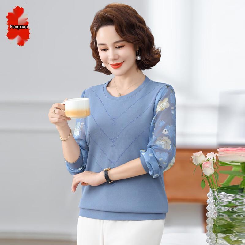 Women s Jacquard Round Neck Casual Shirt 5XL