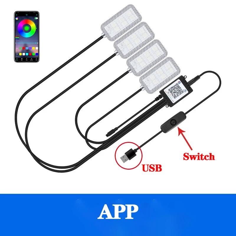 Neon Dual control LED Car Interior Ambient Foot Light with USB Wireless Remote Music APP Control Auto Atmosphere Decorative Lamp