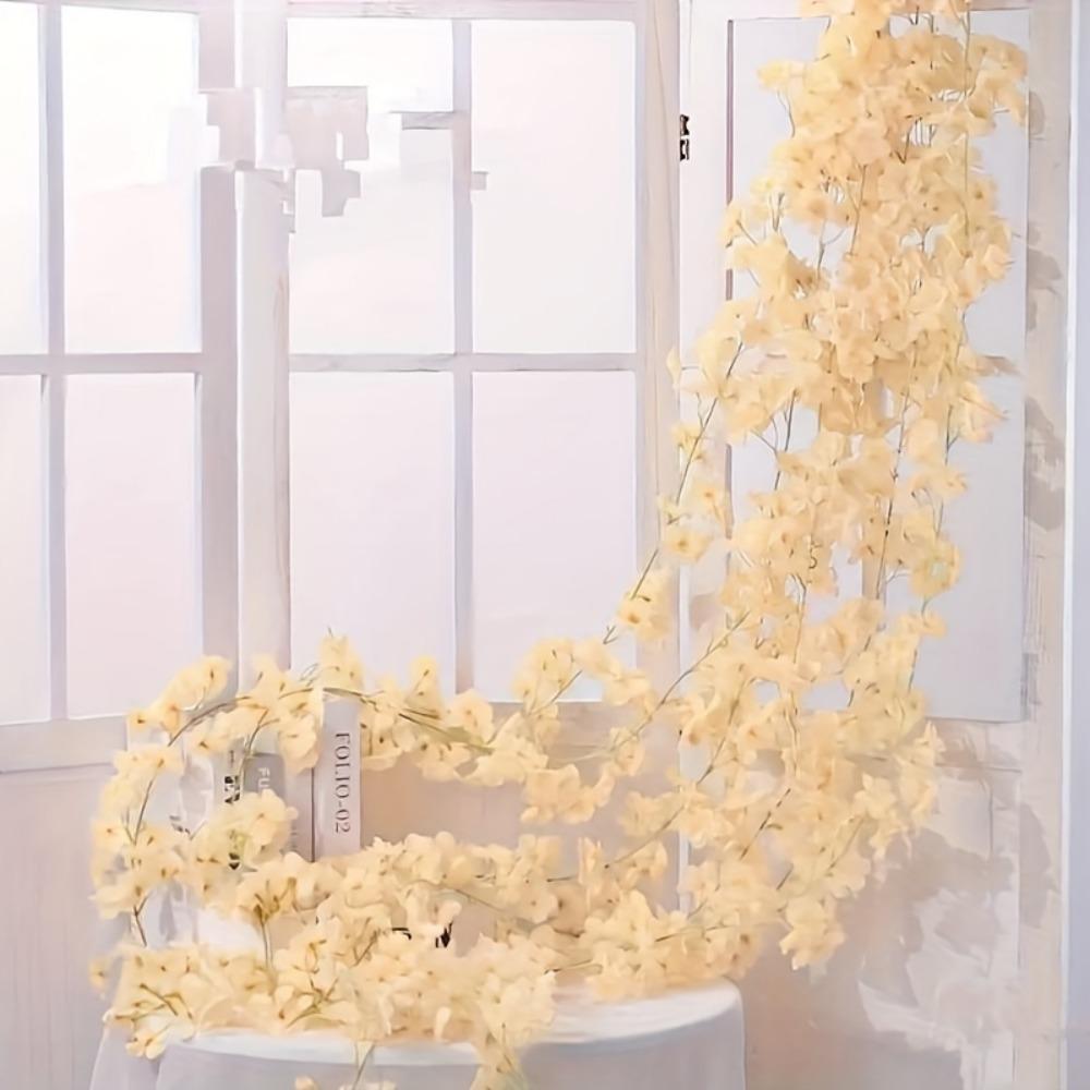 Artificial Sakura Flowers Vine Hanging Fake Floral Garland Home Garden Wedding Arch Party Cherry Blossom Wall Decor Arrangement