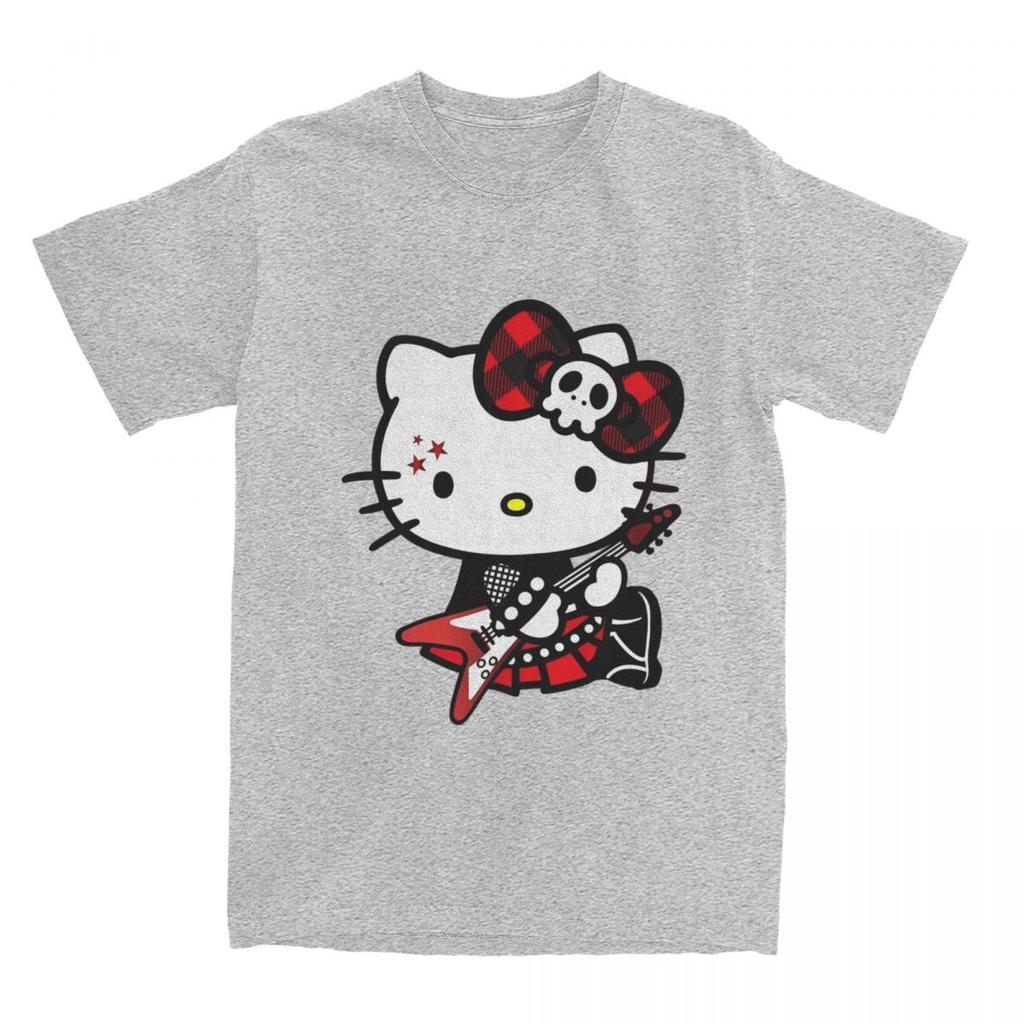 Unisex Hello Kitty Cute Cartoon Japanese Vintage T Shirts Cotton Tops Summer Y2K Basic TShirt ONeck Novelty Tshirt
