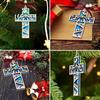Reusable Christmas Tree Decor Wooden Hollowed Pendant Cross/Christmas Hanging Ornament Decorative Unique Gift for Book Worms Plaid Bow Craft