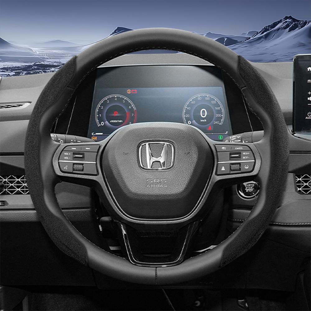 

Suitable for Honda Sports Suede Steering Wheel Cover with Split Snap-On Design for Cr-V Civic Hr-V Zr-V Vezel City Amaze Fit Jazz Accord Wr-V Br-V Ele