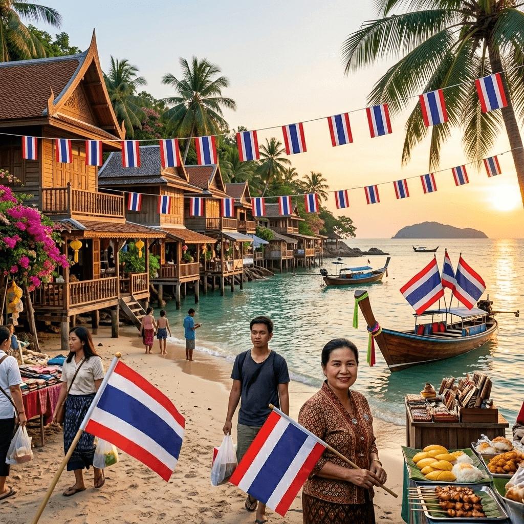 10m/ 32.8ft Thailand String Flag Holiday Decoration Hanging Pull Flag