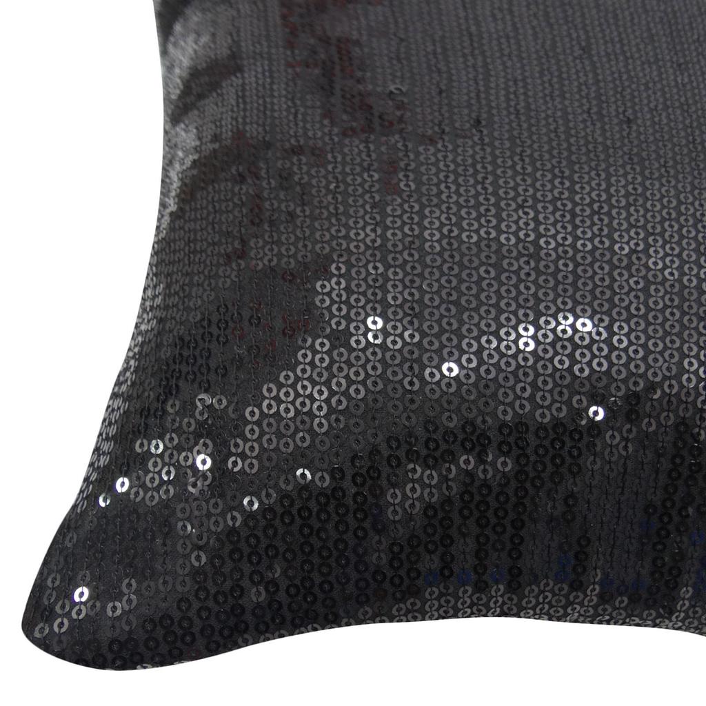 Yuga Black Sequin Metallic Throw Sparkle Pillow Cushion Cover Wedding Decor Lounge 12 X 12