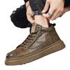 Spring Autumn New Ankle Boots, Men's Trendy and Versatile Thick-soled Casual Leather Shoes Workwear and Board Shoes H278