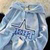Y2K Zip Up Hoodie Harajuku Amerikanischen stil Retro High Street Stickerei Sterne Zipper Hoodie Frauen Lose Faul Stil Chic mantel Top